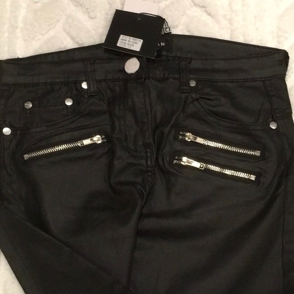 Leather Look 3 Zip Jeans - Picture 7 of 8